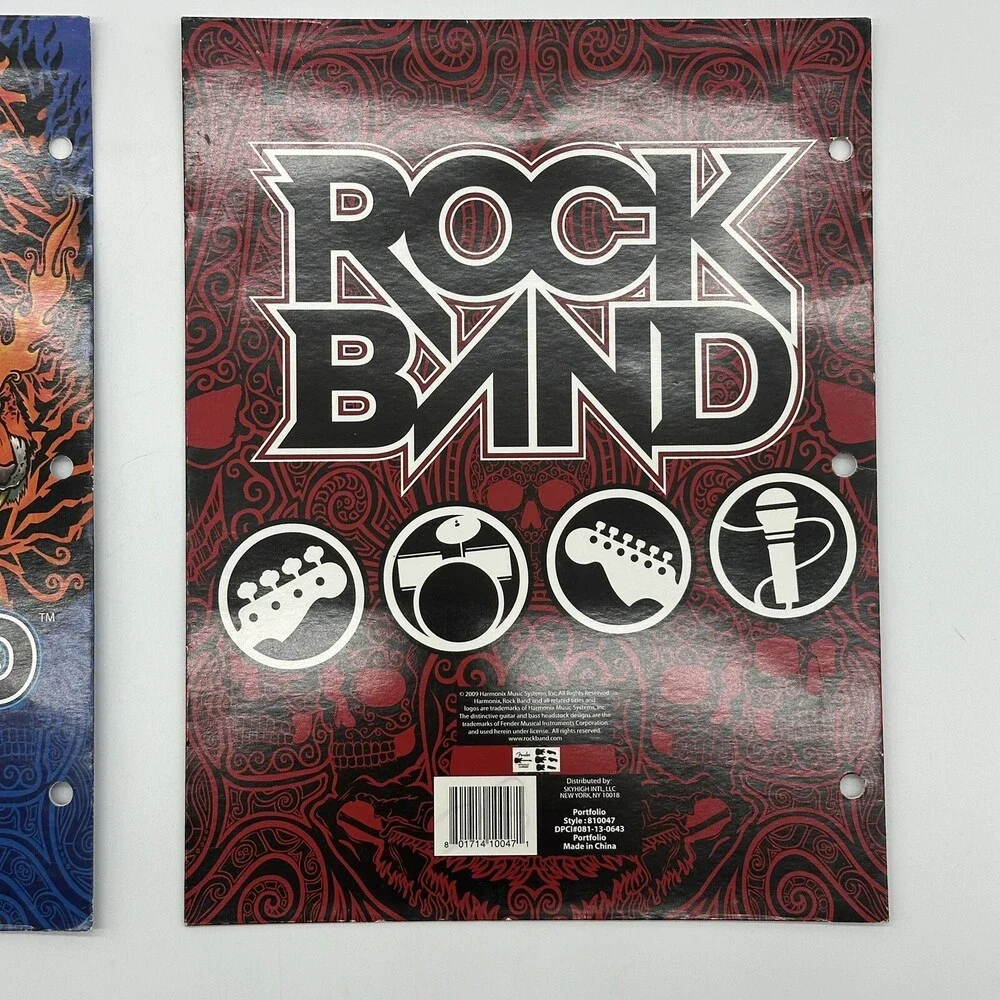 Set of 2 Rock Band Video Game Blue & Red Logo 2-Pocket Portfolio School Folders